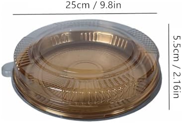 Plastic Gold Platter Food Serving Tray with Clear Lid and Forks, 10 inch Round Disposable Catering Trays, alternate view 3