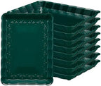 Plastic Green Christmass Serving Trays - Serving Platters Rectangle 9X13 Disposable Party Dish Includes 8 Green