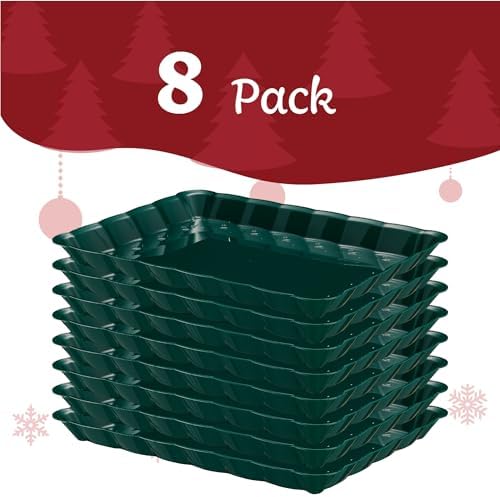 Plastic Green Christmass Serving Trays - Serving Platters Rectangle 9X13 Disposable Party Dish Includes 8 Green, alternate