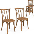 Plastic Outdoor Dining Chairs Set of 2, Stackable Patio Dining Chairs with Wicker Backrest, Waterproof Kitchen &