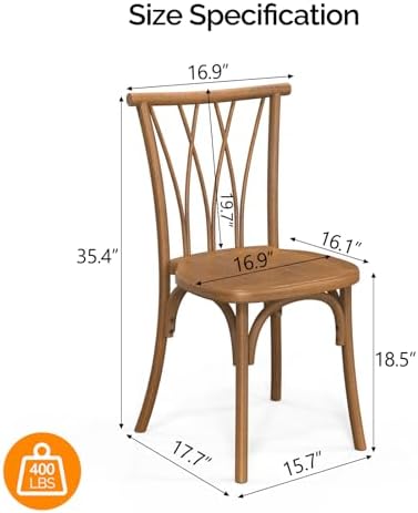 Plastic Outdoor Dining Chairs Set of 2, Stackable Patio Dining Chairs with Wicker Backrest, Waterproof Kitchen &, alternate