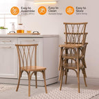 Plastic Outdoor Dining Chairs Set of 2, Stackable Patio Dining Chairs with Wicker Backrest, Waterproof Kitchen &, alternate