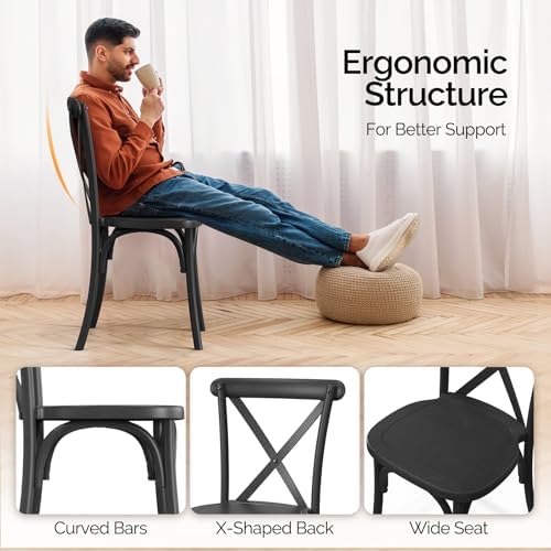 Plastic Outdoor Dining Chairs Set of 4, Stackable Patio Dining Chairs with X Back, Waterproof Kitchen & Dining, alternate