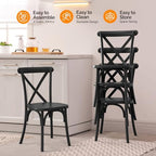Plastic Outdoor Dining Chairs Set of 4, Stackable Patio Dining Chairs with X Back, Waterproof Kitchen & Dining, alternate
