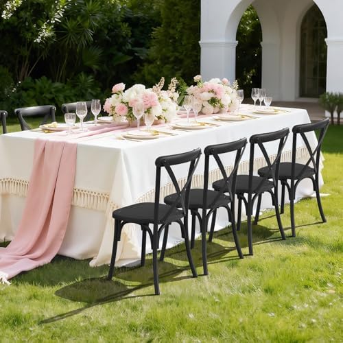 Plastic Outdoor Dining Chairs Set of 4, Stackable Patio Dining Chairs with X Back, Waterproof Kitchen & Dining, alternate