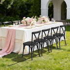 Plastic Outdoor Dining Chairs Set of 4, Stackable Patio Dining Chairs with X Back, Waterproof Kitchen & Dining, alternate