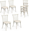 Plastic Outdoor Dining Chairs Set of 4, Stackable Patio Dining Chairs with Wicker Backrest, Waterproof Kitchen &