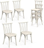 Plastic Outdoor Dining Chairs Set of 4, Stackable Patio Dining Chairs with Wicker Backrest, Waterproof Kitchen &