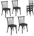Plastic Outdoor Dining Chairs Set of 4, Stackable Patio Dining Chairs with Wicker Backrest, Waterproof Kitchen &