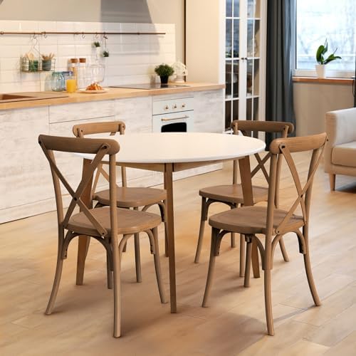 Plastic Outdoor Dining Chairs Set of 4, Stackable Patio Farmhouse Brown Dining Chairs with X Back, Waterproof, alternate view