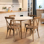 Plastic Outdoor Dining Chairs Set of 4, Stackable Patio Farmhouse Brown Dining Chairs with X Back, Waterproof, alternate view