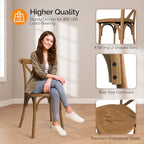 Plastic Outdoor Dining Chairs Set of 4, Stackable Patio Farmhouse Brown Dining Chairs with X Back, Waterproof, alternate view