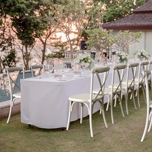 Plastic Outdoor Dining Chairs Set of 6, Stackable Patio Cream White Dining Chairs with X Back, Waterproof, alternate view 2