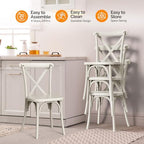 Plastic Outdoor Dining Chairs Set of 6, Stackable Patio Cream White Dining Chairs with X Back, Waterproof, alternate view 6