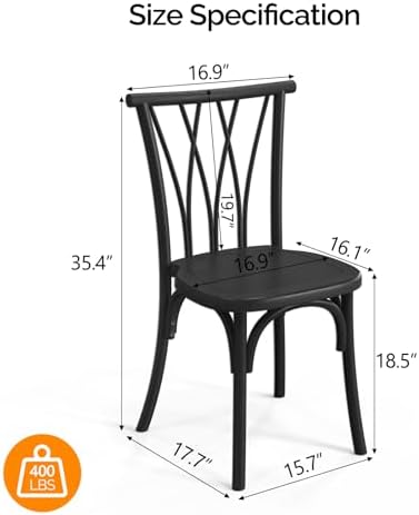 Plastic Outdoor Dining Chairs Set of 6, Stackable Patio Dining Chairs with Wicker Backrest, Waterproof Kitchen &, alternate