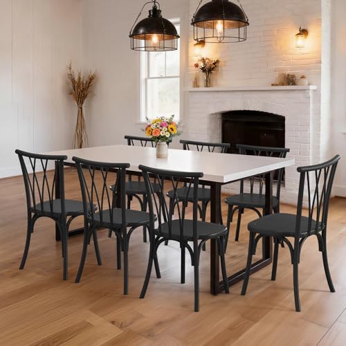 Plastic Outdoor Dining Chairs Set of 6, Stackable Patio Dining Chairs with Wicker Backrest, Waterproof Kitchen &, alternate