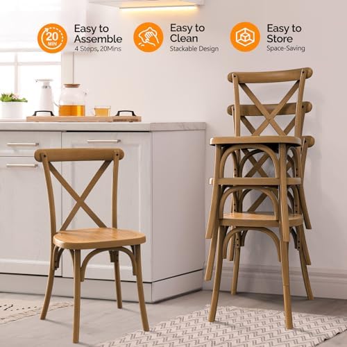 Plastic Outdoor Dining Chairs Set of 8, Stackable Patio Dining Chairs with X Back, Waterproof Kitchen & Dining, alternate