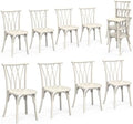 Plastic Outdoor Dining Chairs Set of 8, Stackable Patio Dining Chairs with Wicker Backrest, Waterproof Kitchen &