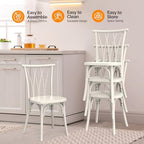 Plastic Outdoor Dining Chairs Set of 8, Stackable Patio Dining Chairs with Wicker Backrest, Waterproof Kitchen &, alternate