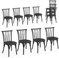 Plastic Outdoor Dining Chairs Set of 8, Stackable Patio Dining Chairs with Wicker Backrest, Waterproof Kitchen &