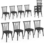 Plastic Outdoor Dining Chairs Set of 8, Stackable Patio Dining Chairs with Wicker Backrest, Waterproof Kitchen &