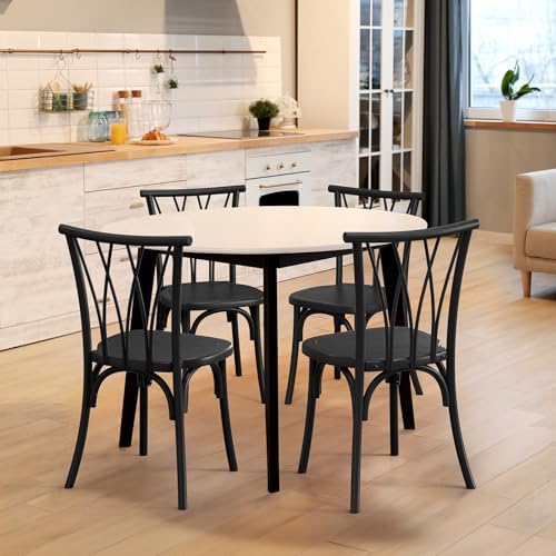 Plastic Outdoor Dining Chairs Set of 8, Stackable Patio Dining Chairs with Wicker Backrest, Waterproof Kitchen &, alternate