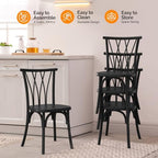 Plastic Outdoor Dining Chairs Set of 8, Stackable Patio Dining Chairs with Wicker Backrest, Waterproof Kitchen &, alternate
