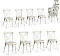 Plastic Outdoor Dining Chairs Set of 8, Stackable Patio Dining Chairs with X Back, Waterproof Kitchen & Dining