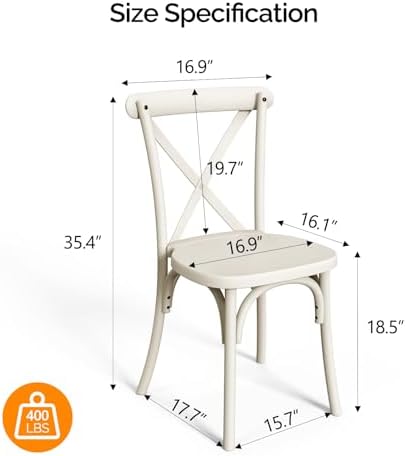 Plastic Outdoor Dining Chairs Set of 8, Stackable Patio Dining Chairs with X Back, Waterproof Kitchen & Dining, alternate