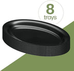 Plastic Oval Serving Trays 11 X 16 Oval Serving Platters Disposable Party Dish (8, Black) in 11 X 16 in Black, alternate view
