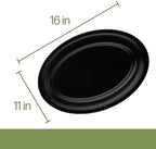 Plastic Oval Serving Trays 11 X 16 Oval Serving Platters Disposable Party Dish (4, Black) in 11 inches by 16, alternate view