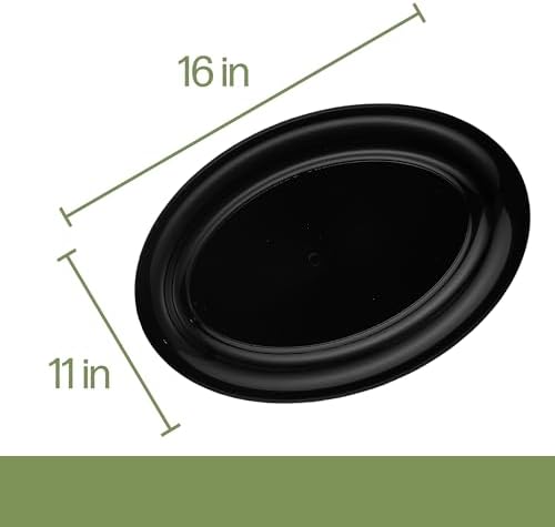 Plastic Oval Serving Trays 11 X 16 Oval Serving Platters Disposable Party Dish (4, Black) in 11 inches by 16, alternate view
