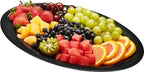 Plastic Oval Serving Trays 11 X 16 Oval Serving Platters Disposable Party Dish (4, Black) in 11 inches by 16, alternate view