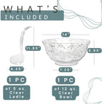 Plastic Punch Bowl with Ladle, Clear Embossed Glass-Like 3-Gallon (12-Quart) Large Disposable Serving Bowl with, alternate