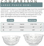 Plastic Punch Bowl with Ladle, Clear Embossed Glass-Like 3-Gallon (12-Quart) Large Disposable Serving Bowl with, alternate