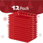 Plastic Serving Christmass Red Trays - Serving Platters Rectangle 9X13 Disposable Party Dish Includes 12 in Red, alternate
