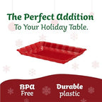Plastic Serving Christmass Red Trays - Serving Platters Rectangle 9X13 Disposable Party Dish Includes 12 in Red, alternate