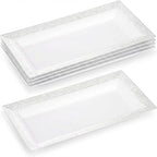 Plastic Serving Tray & Platter Set (4-Pack) White Lace Disposable Party Trays & Platters for Food - Versatile