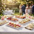 Plastic Serving Tray & Platter Set (4-Pack) White Lace Disposable Party Trays & Platters for Food - Versatile, alternate view