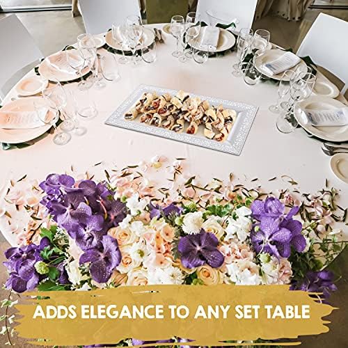 Plastic Serving Tray & Platter Set (4-Pack) White Lace Disposable Party Trays & Platters for Food - Versatile, alternate view