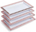 Plastic Serving Tray & Platter Set (4pk) White & Rose Gold Lace Disposable Party Trays & Platters for Food