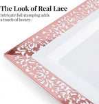 Plastic Serving Tray & Platter Set (4pk) White & Rose Gold Lace Disposable Party Trays & Platters for Food, alternate view 5