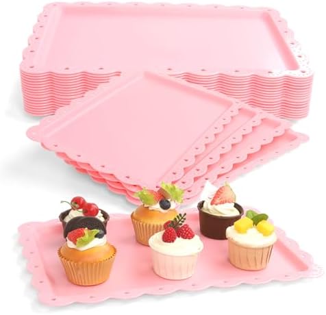 Plastic Serving Trays,24 Pack Rectangle Serving Platters Decorative Serving Trays Dessert Table Trays,15"x10"