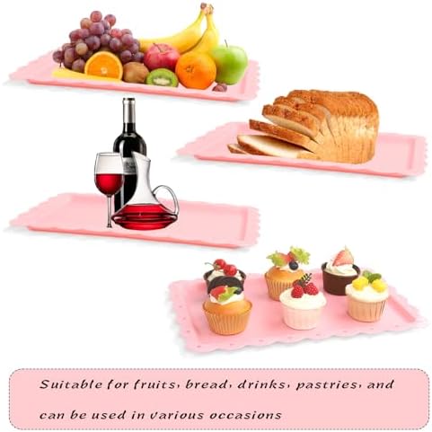 Plastic Serving Trays,24 Pack Rectangle Serving Platters Decorative Serving Trays Dessert Table Trays,15"x10", alternate view