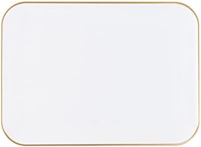 Plastic Serving Trays - RectangleWhite Serving Platters with Gold Rim 8''X11'' Disposable Party DishPack of 2 in