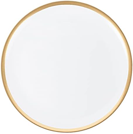 Plastic Serving Trays - Round Serving Platters with Gold Rim 14X14 Disposable Party DishPack of 8 in White, alternate view 3