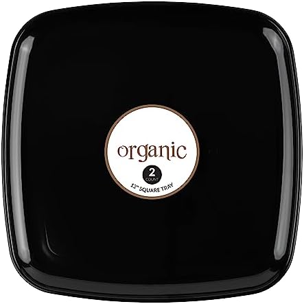 Plastic Serving Trays - Serving Platters Disposable Party Dish White, (4, Square Black Trays) in White