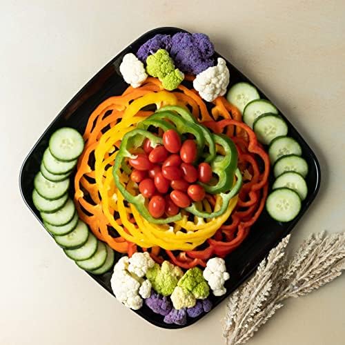 Plastic Serving Trays - Serving Platters Disposable Party Dish White, (4, Square Black Trays) in White, alternate view 3