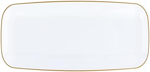 Plastic Serving Trays - Serving Platters Disposable Party Dish White and Gold Rim 10'' inches Serving Trays Pack