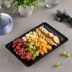 Plastic Serving Trays - Serving Platters Rectangle 10 X 14 Disposable Party Dish Black Pack of 4 in Black, alternate view 2
